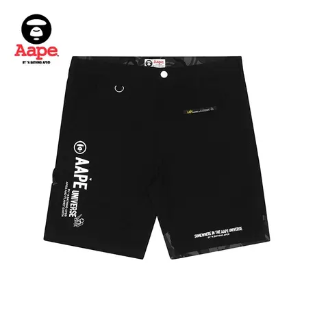 Aape男装春夏撞色字母印花猿颜徽章迷彩拼接休闲短裤6620XXE图片