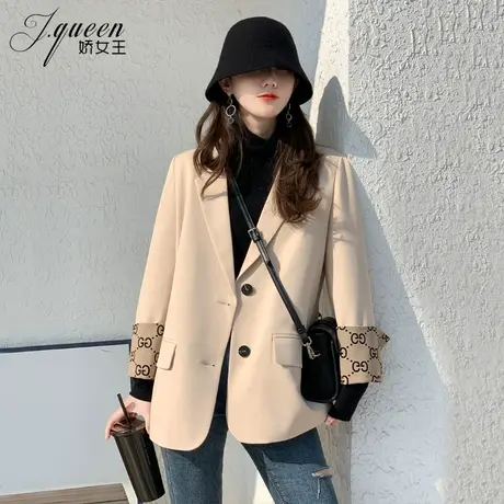 西装外套女秋季款设计感翻袖印花气质宽松休闲洋气减龄炸街小西服商品大图