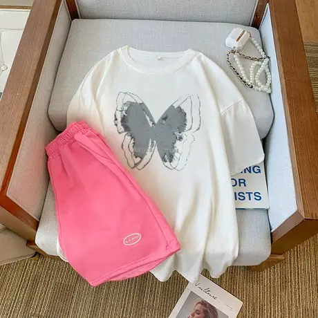 网红炸街运动服套装女夏季薄款短袖短裤小个子时尚洋气休闲两件套商品大图