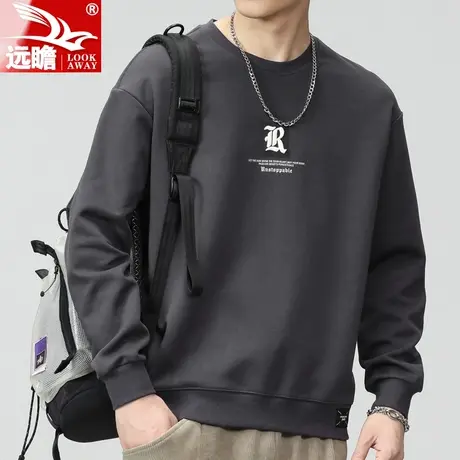 男士卫衣2023新款春秋季圆领潮牌宽松大码长袖T恤休闲上衣男装潮商品大图