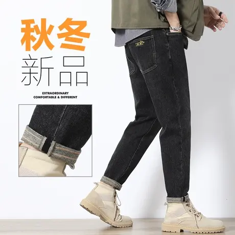 新塘牛仔裤男士宽松休闲男裤子男款秋季冬季潮牌秋冬款春秋款做旧图片