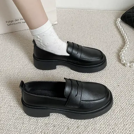 厚底英伦风玛丽珍单鞋女春秋季jk制服鞋2023新款百搭一脚蹬小皮鞋商品大图