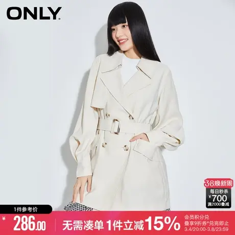 ONLY2023冬季新款百搭通勤风宽松大口袋短款风衣女|123136044商品大图