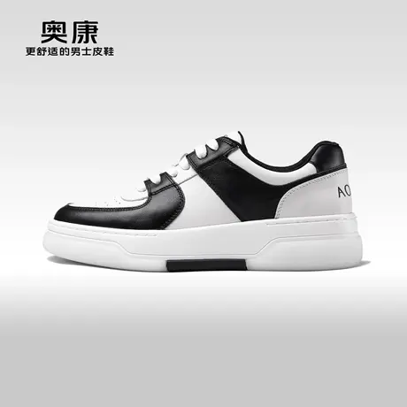 【运动皮鞋】奥康男鞋春秋季新款潮流休闲板鞋厚底拼色舒适运动商品大图