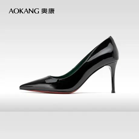奥康女鞋 2023秋季新款漆皮真皮浅口细高跟单鞋通勤OL风办公室潮图片