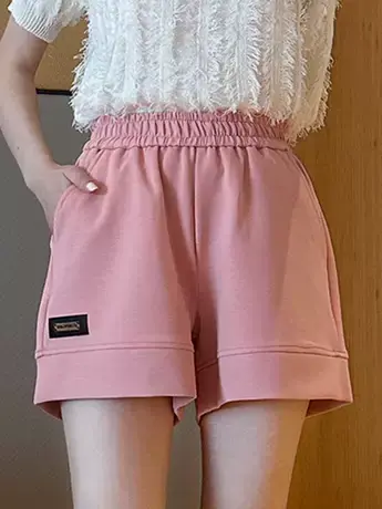 时尚美式高腰短裤女2023夏季松紧休闲舒适百搭设计感辣妹三分裤潮商品大图