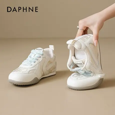 达芙妮蓝色德训鞋女2025新款夏季百搭新中式欧若风芭蕾透气小白鞋商品大图