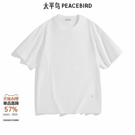太平鸟男装T恤新款丝光提花宽松肌理 B1CNE01商品大图