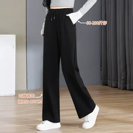 阔腿裤女夏薄款2025新款裤子大码宽松直筒裤夏季小个子女士休闲裤商品大图
