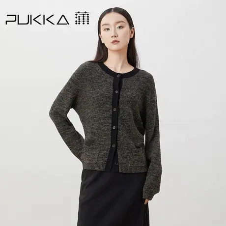 蒲PUKKA 热推亚麻小香风2023新撞色高级定织圈圈纱开衫女小外套商品大图