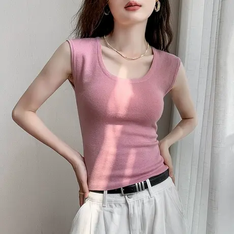 无袖针织背心女2025新款羊毛高级感修身显瘦百搭圆领坎肩上衣薄款商品大图