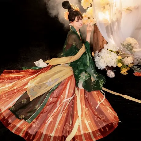 【如梦霓裳丨雨菡二】原创汉服女唐制大袖衫轻薄中国风绣花诃子裙图片