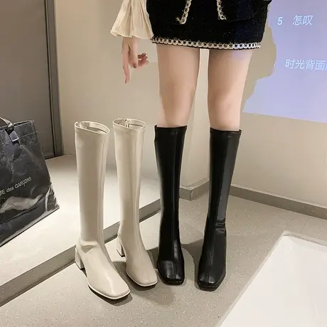 长筒靴女粗跟高跟靴子女2025年新款夏季骑士靴显瘦网红高级感长靴图片