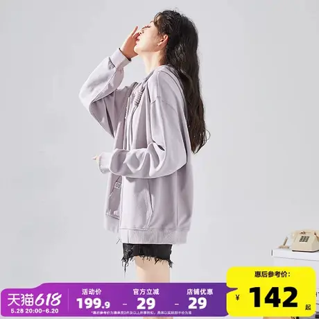 唐狮2024新款韩系早秋外套女针织连帽口袋超好看宽松百搭外套商品大图