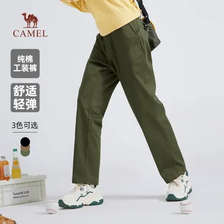骆驼男装纯棉工装裤男女士2025新款春秋季直筒宽松弹力休闲长裤子商品大图