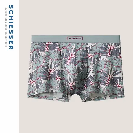 SCHIESSER舒雅25年夏季新品男士莫代尔印花亲肤透气中腰平角内裤商品大图