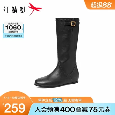 红蜻蜓骑士靴2025秋季新款女鞋套筒内增高通勤女靴不过膝长筒靴H商品大图