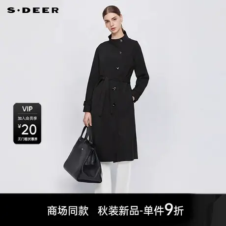 【商场同款】sdeer圣迪奥女OL风立领收腰宽松长款风衣S25381806图片