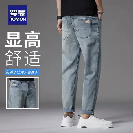 罗蒙天丝牛仔裤男秋季新款耐磨直筒休闲裤宽松小脚水波纹长裤N3Z商品大图