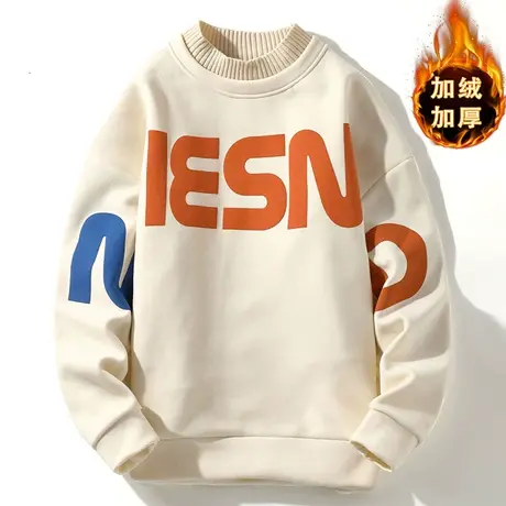 青少年12初中学生13男孩加绒半高领卫衣15大童14岁加厚打底上衣潮商品大图