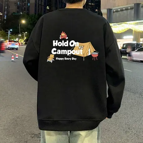 潮牌卡通印花圆领卫衣男春秋季2025新款打底衫潮牌青少年休闲外套图片