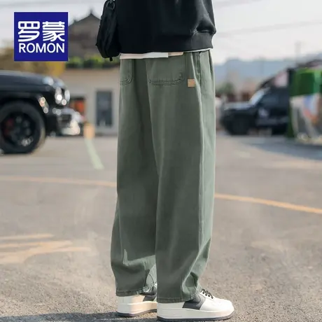 罗蒙秋季纯棉休闲裤男直筒宽松裤子男款2025新款美式潮牌秋冬男裤商品大图