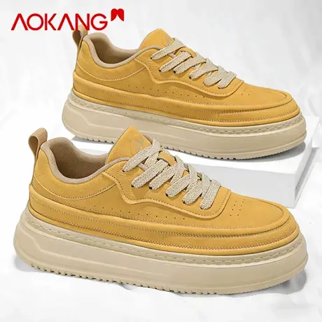 奥康男鞋2026新款春季厚底增高板鞋休闲百搭男士软底轻便运动皮鞋商品大图