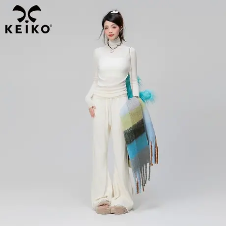 【全羊毛】KEIKO 零压感无缝一体绵羊毛打底衫精纺18针高领针织衫商品大图