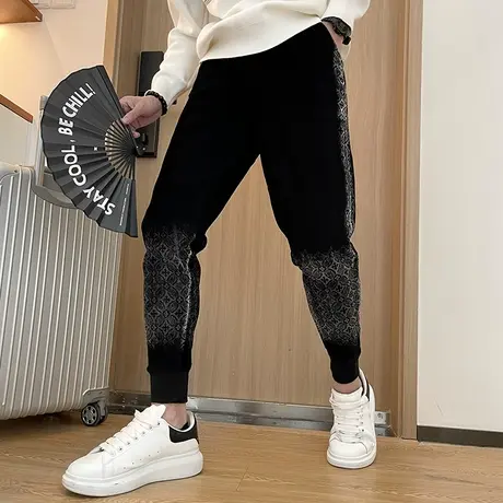 秋季个性潮牌渐变设计感九分束脚哈伦裤重磅男裤小脚休闲裤卫裤商品大图