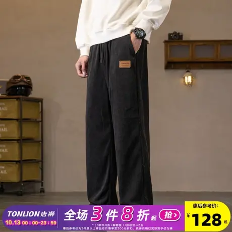唐狮2023秋冬新款灯芯绒裤子男款休闲裤韩版宽松束脚长裤子潮牌商品大图