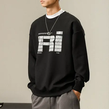 男士长袖春秋款潮牌男装连帽摇粒绒厚款百搭时尚大码潮流卫衣图片