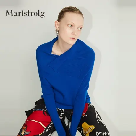 【言选好物】Marisfrolg玛丝菲尔女装纯羊毛套头毛衣堆堆领针织衫商品大图