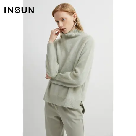INSUN恩裳冬季袖口收口高领毛针织衫图片