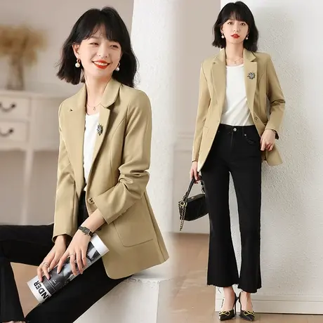 长袖小西装外套女短款2025新款春装韩版修身休闲小个子西服上衣商品大图