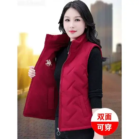 中年女士马甲女两面穿女装秋冬季妈妈坎肩外穿加绒摇粒绒马夹外套商品大图