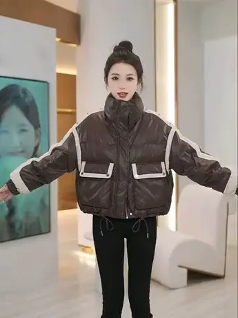 2023年冬季新款短款羽绒服女韩版宽松小个子白鸭绒面包服外套潮商品大图