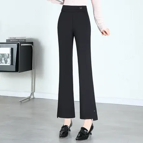 时尚微喇裤高腰休闲裤女韩版显瘦气质长裤2023新款秋季通勤职业裤商品大图