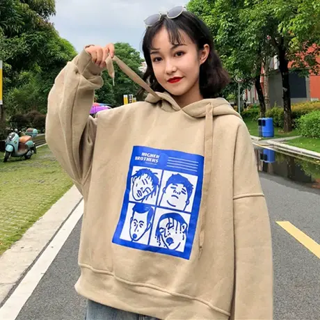 卫衣女加绒加厚ins超火的外套ulzzang原宿风bf韩版潮宽松学生连帽商品大图