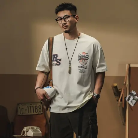 Modi Nick/摩帝尼克百搭复古简约男士休闲潮流翻领t恤宽松夏季商品大图