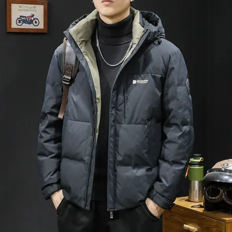 90%鸭绒羽绒服男冬季连帽2023新款潮牌大码爆款男士保暖外套短款图片