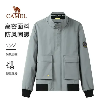 【骆驼内部专享】秋冬男加厚夹棉刺绣夹克外套男女款潮牌工装机车商品大图