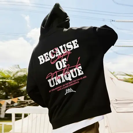 Nuthink加绒加厚保暖420g重磅卫衣美式连帽男宽松大码春季外套潮商品大图