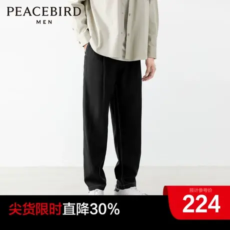 太平鸟男装奥莱秋季明线设计锥形休闲裤男潮流宽松运动休闲长裤商品大图