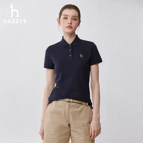 Hazzys哈吉斯奥莱2024春夏新款休闲运动体恤纯色短袖T恤Polo衫女图片