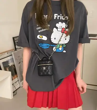 美式复古纯棉短袖t恤女夏季宽松慵懒风设计感小众chic港味上衣服图片