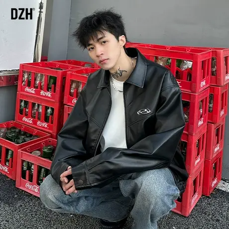 男士黑色皮衣外套男春秋痞帅高级感男装衣服男款上衣机车服皮夹克商品大图
