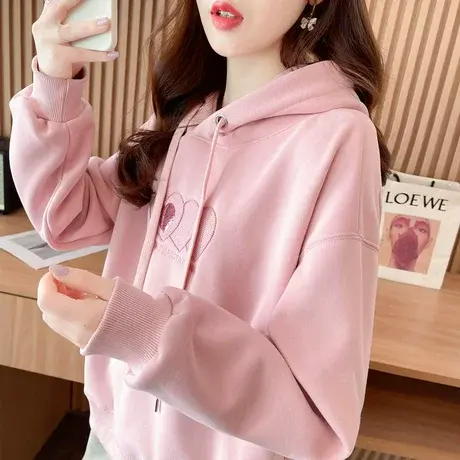 早春连帽卫衣女春秋季韩版宽松大码设计感小众洋气小个子薄款外套商品大图