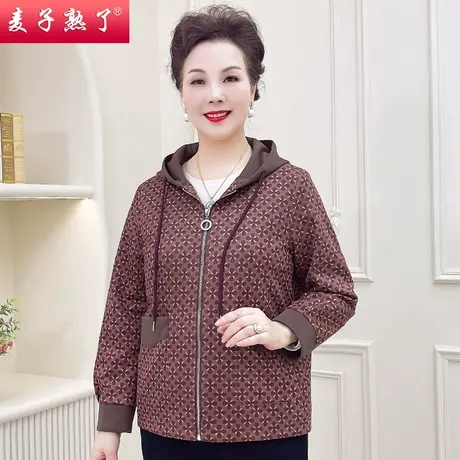 妈妈春装休闲外套2024新款奶奶中老年人女秋宽松洋气休闲夹克上衣图片