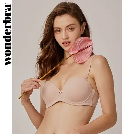 wonderbra肤色舒适文胸可拆卸无肩带女内衣宽侧翼1/2半杯胸罩商品大图