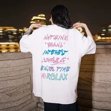 Nuthink欧美潮流小众设计短袖男潮牌潮流T恤夏季oversize半截袖潮商品大图